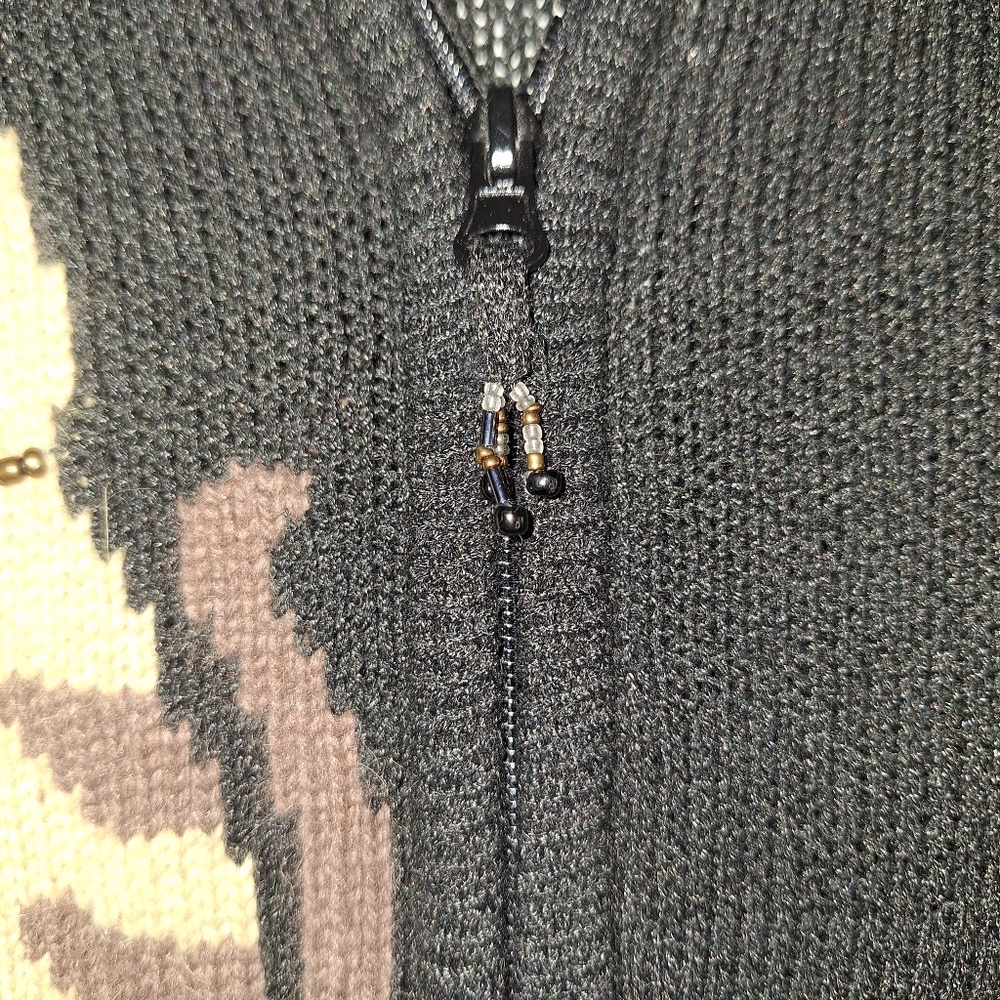 Coldwater Creek Beaded Cat Wool Rabbit Hair Sweater Cardigan Full Zip 2X - Picture 4 of 11